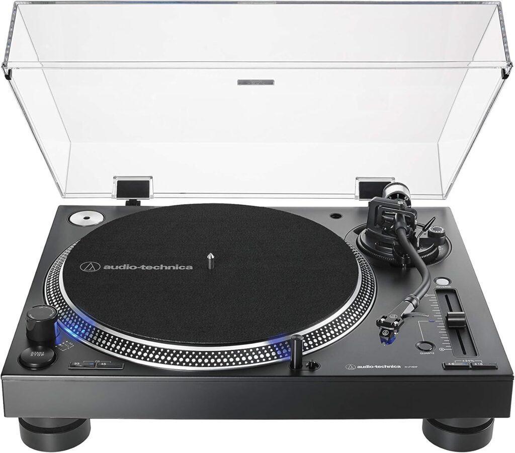 Audio-Technica AT-LP140XP-BK Direct-Drive Professional DJ Turntable, Black, Hi-Fi, Fully Manual, 3 Speed, High Torque Motor