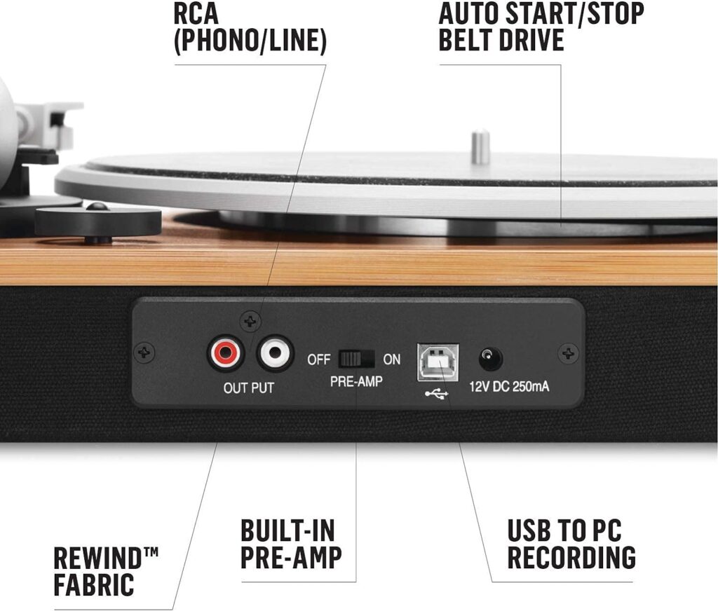 House of Marley Stir It Up Wireless Turntable: Vinyl Record Player with Wireless Bluetooth Connectivity, 2 Speed Belt, Built-in Pre-Amp, and Sustainable Materials