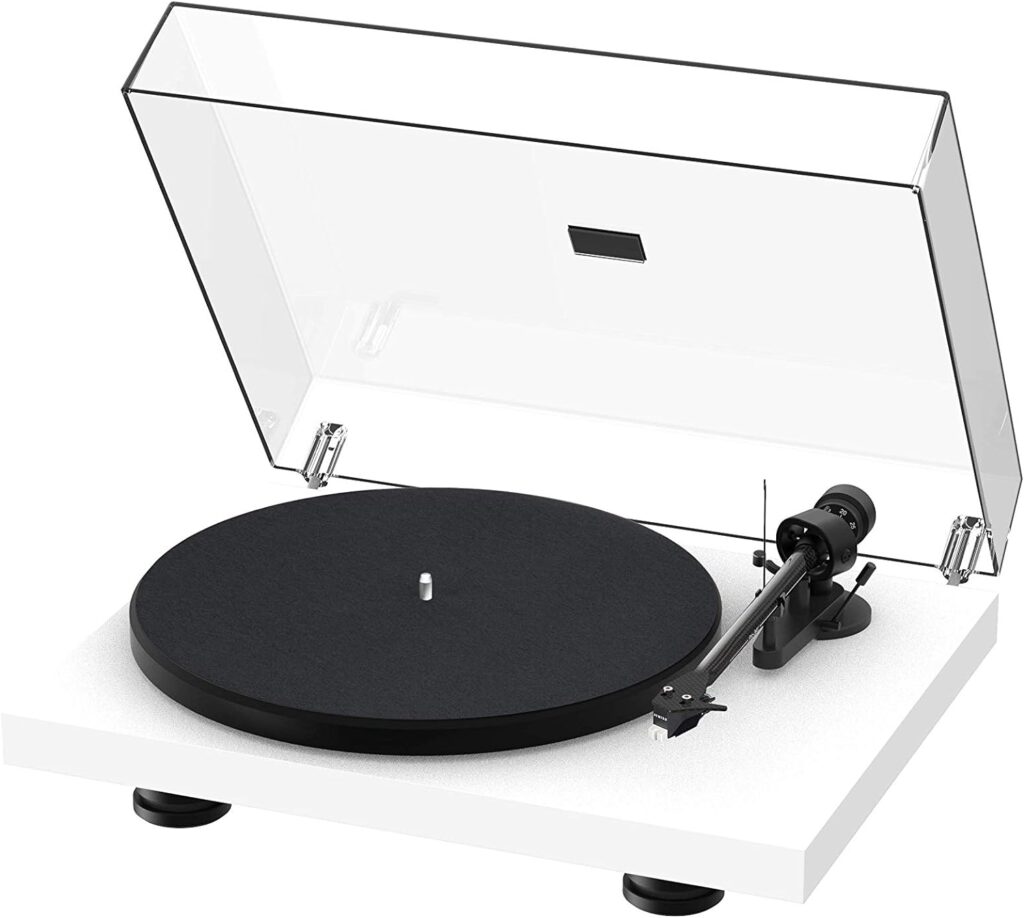 Pro-Ject Debut Carbon EVO, Audiophile Turntable with Carbon Fiber tonearm, Electronic Speed Selection and pre-Mounted Sumiko Rainier Phono Cartridge (Satin Golden Yellow)
